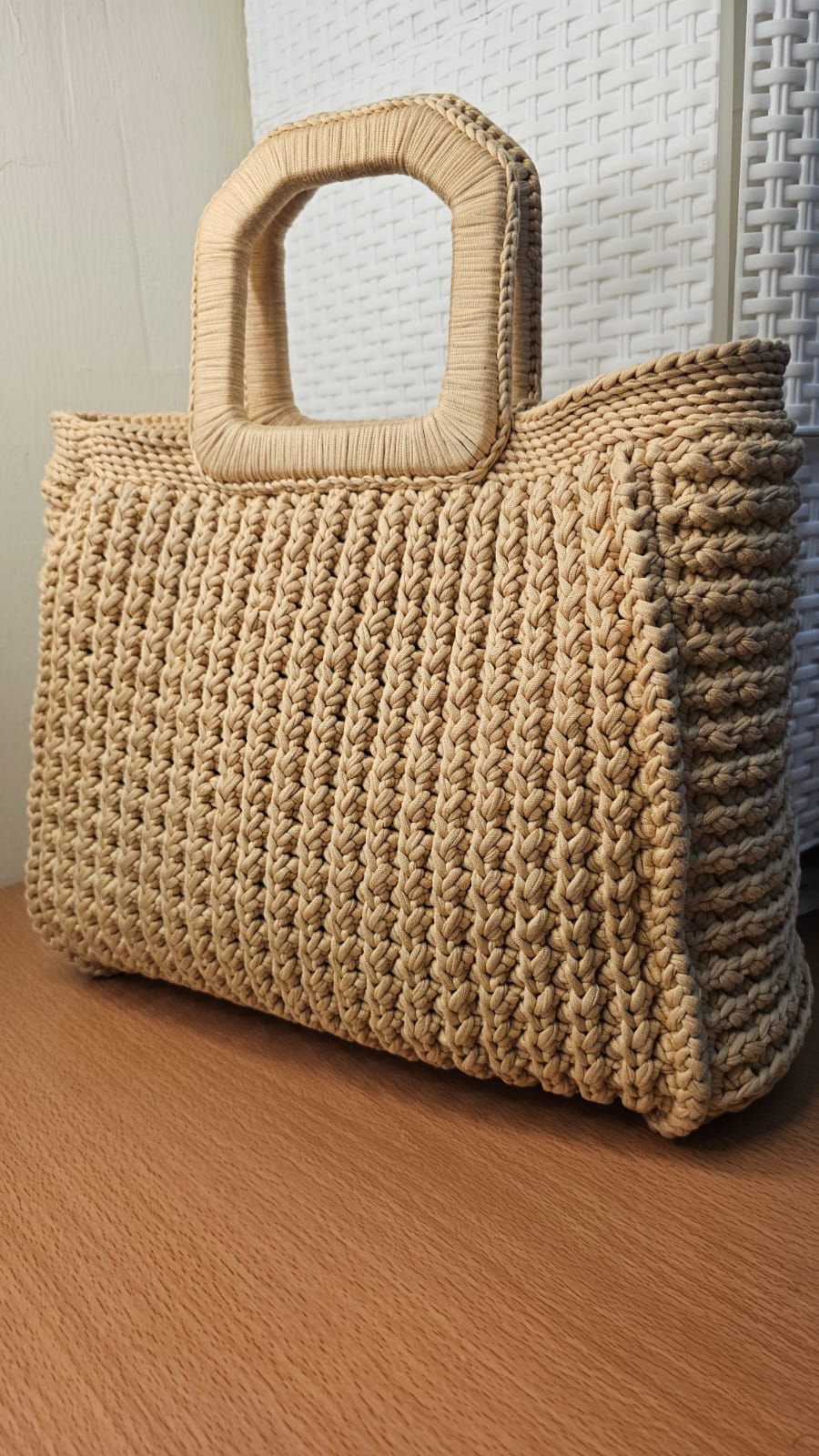Beige Crochet Handbag